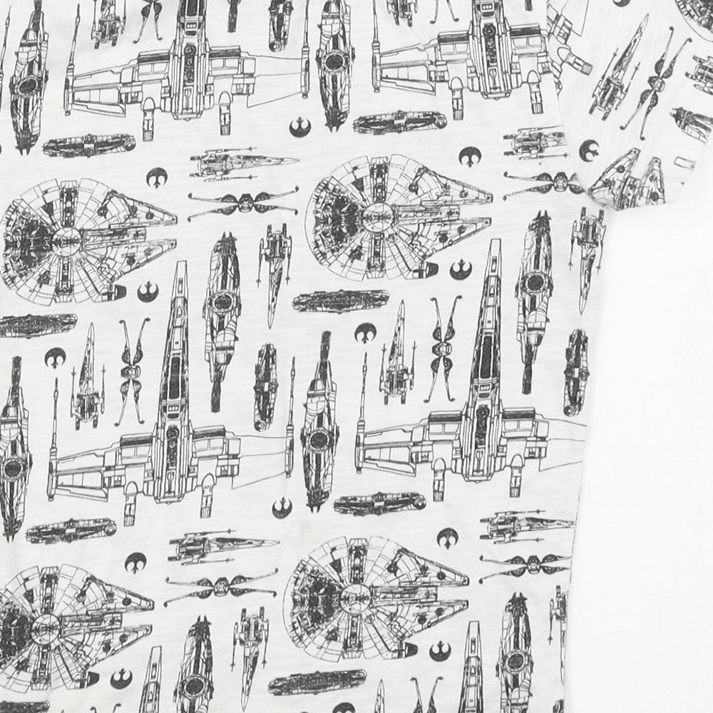 Debenhams Boys White Geometric Cotton Basic T-Shirt Size 6-7 Years Round Neck Pullover - Star Wars