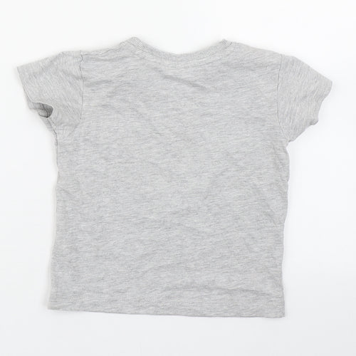 Matalan Baby Grey  Cotton Basic T-Shirt Size 12-18 Months Round Neck Pullover