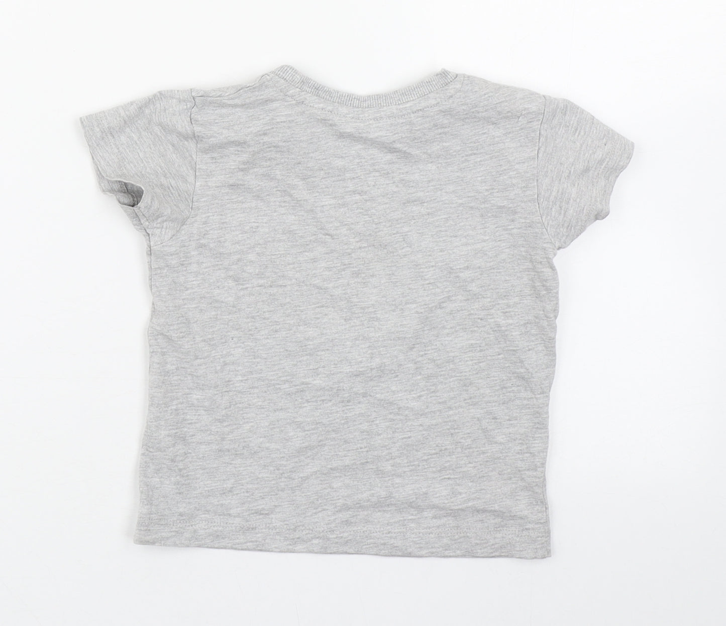 Matalan Baby Grey  Cotton Basic T-Shirt Size 12-18 Months Round Neck Pullover