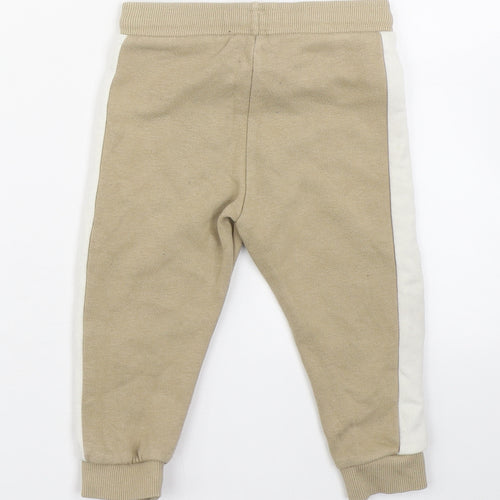 F&F Boys Beige  Cotton Jogger Trousers Size 12-18 Months