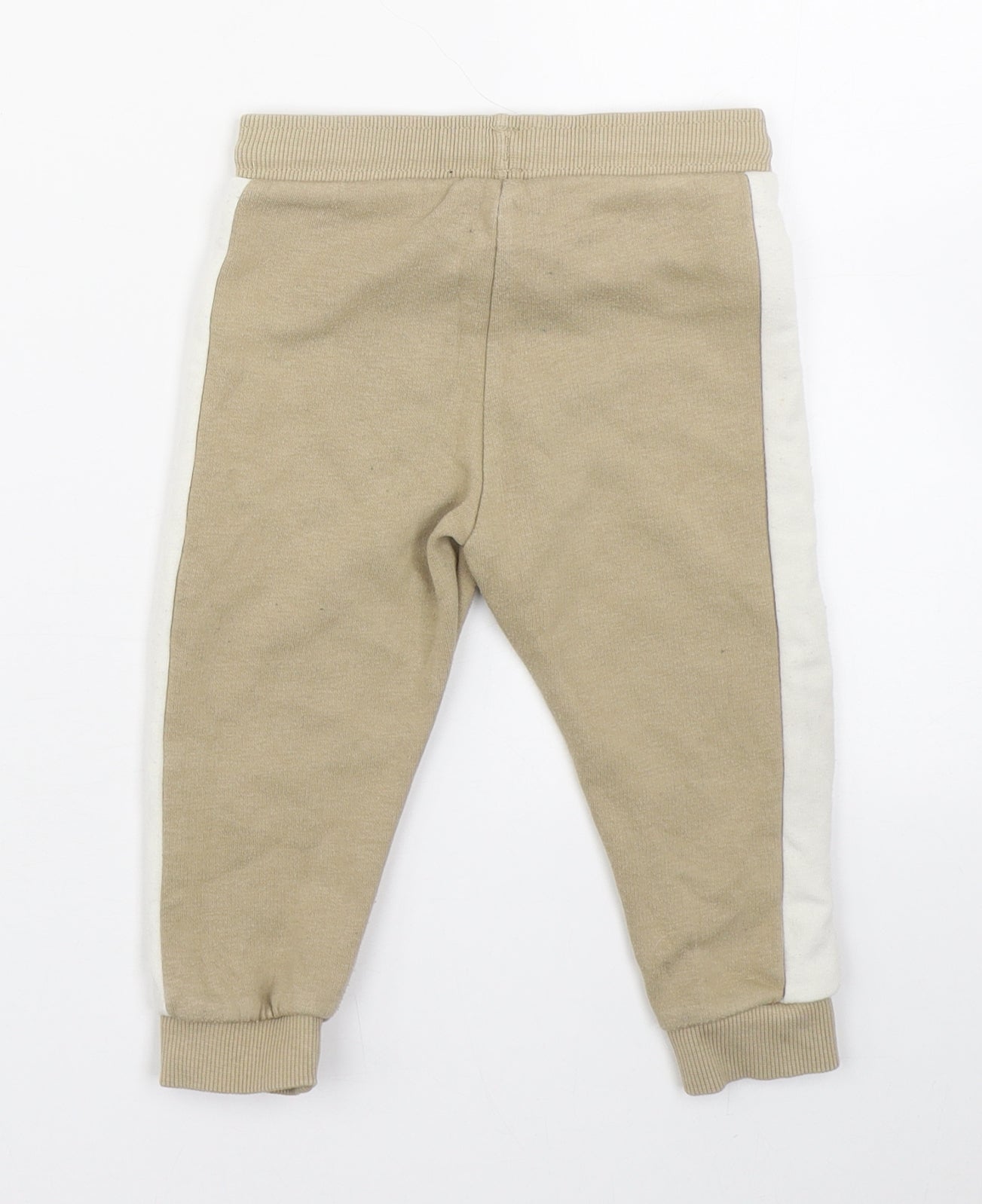 F&F Boys Beige  Cotton Jogger Trousers Size 12-18 Months