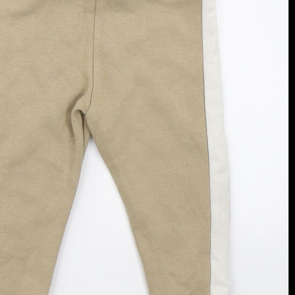 F&F Boys Beige  Cotton Jogger Trousers Size 12-18 Months
