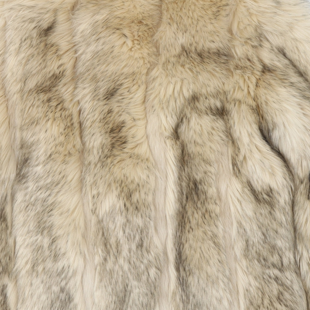 Topshop Womens Brown   Overcoat Coat Size 10  Hook & Eye - Faux Fur