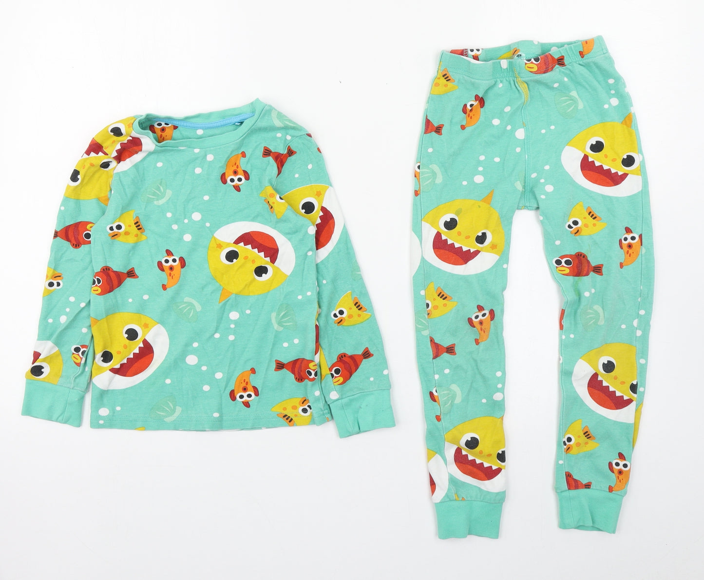 George Boys Multicoloured Geometric Cotton  Pyjama Set Size 5-6 Years  Pullover - Baby Shark