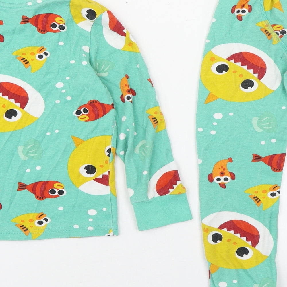 George Boys Multicoloured Geometric Cotton  Pyjama Set Size 5-6 Years  Pullover - Baby Shark