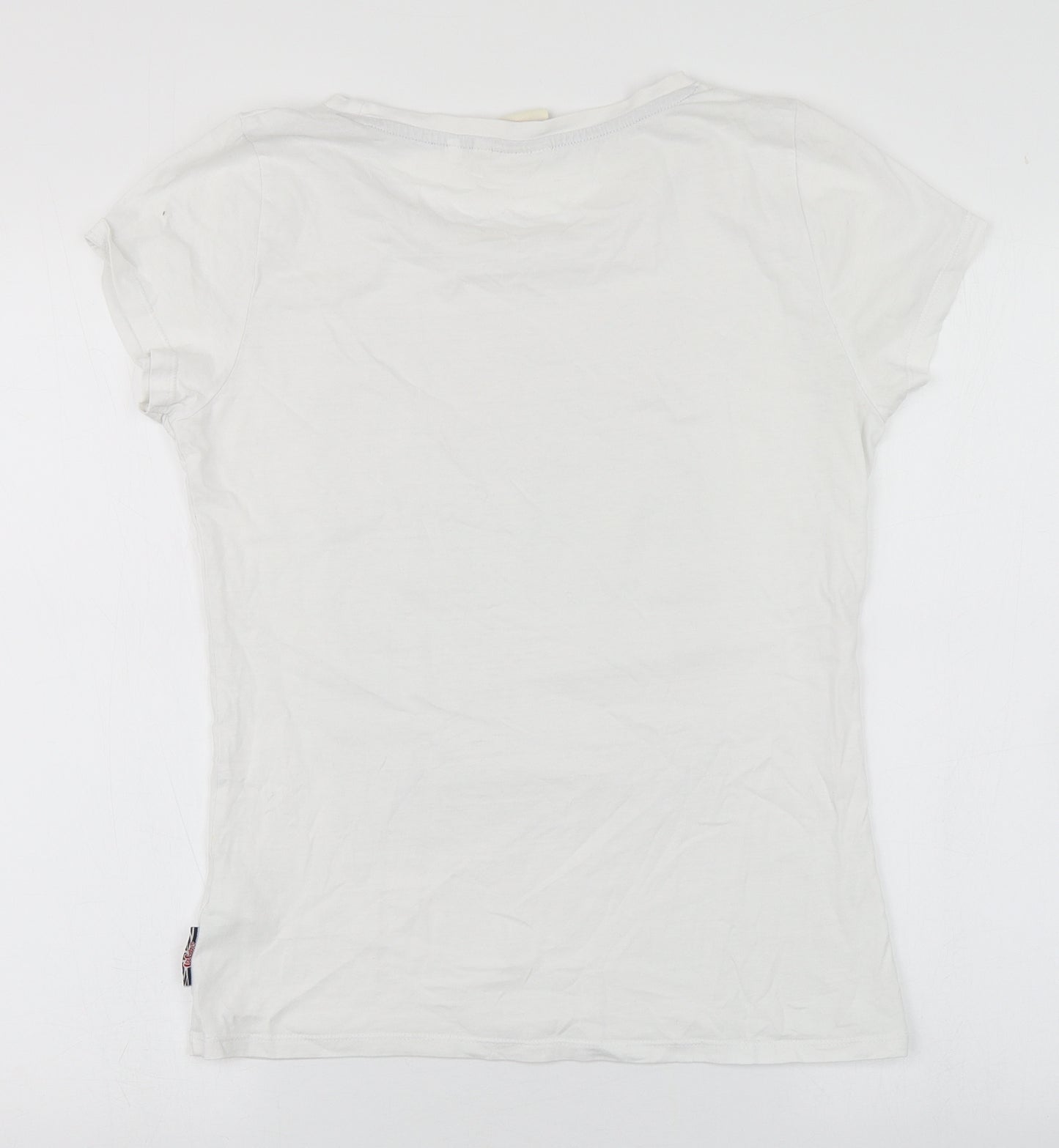 Lee Cooper Womens White  100% Cotton Basic T-Shirt Size 12 Round Neck