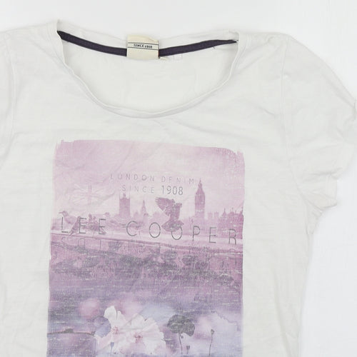 Lee Cooper Womens White  100% Cotton Basic T-Shirt Size 12 Round Neck