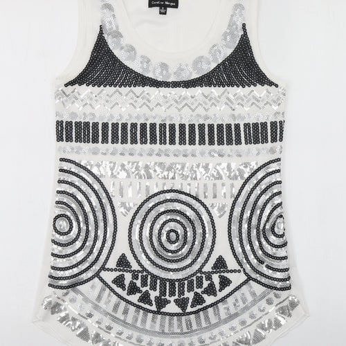 Caroline Morgan Womens White  Polyester Basic Tank Size 8 Scoop Neck