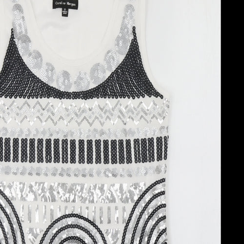 Caroline Morgan Womens White  Polyester Basic Tank Size 8 Scoop Neck