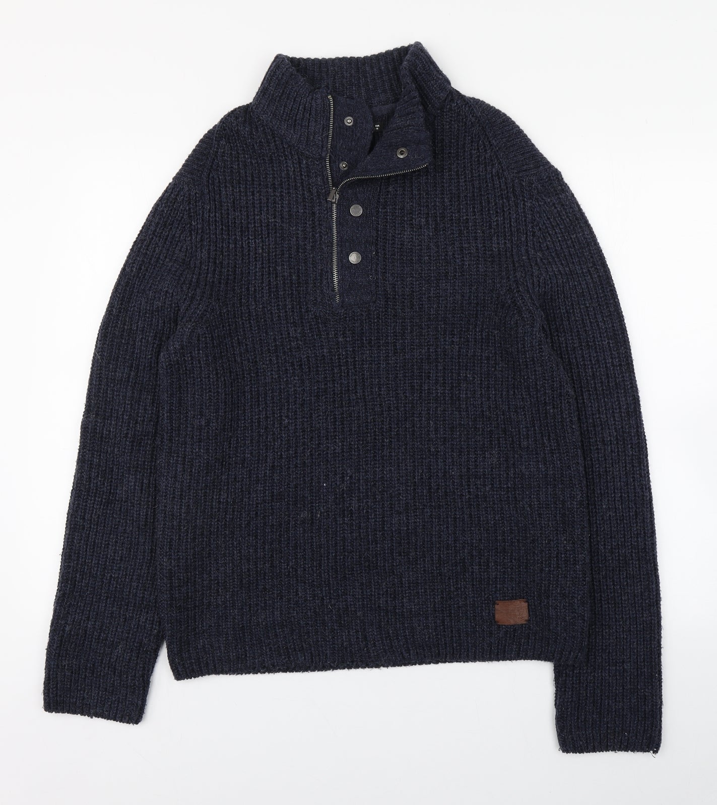 Dunnes Stores Mens Blue High Neck  Acrylic Pullover Jumper Size M