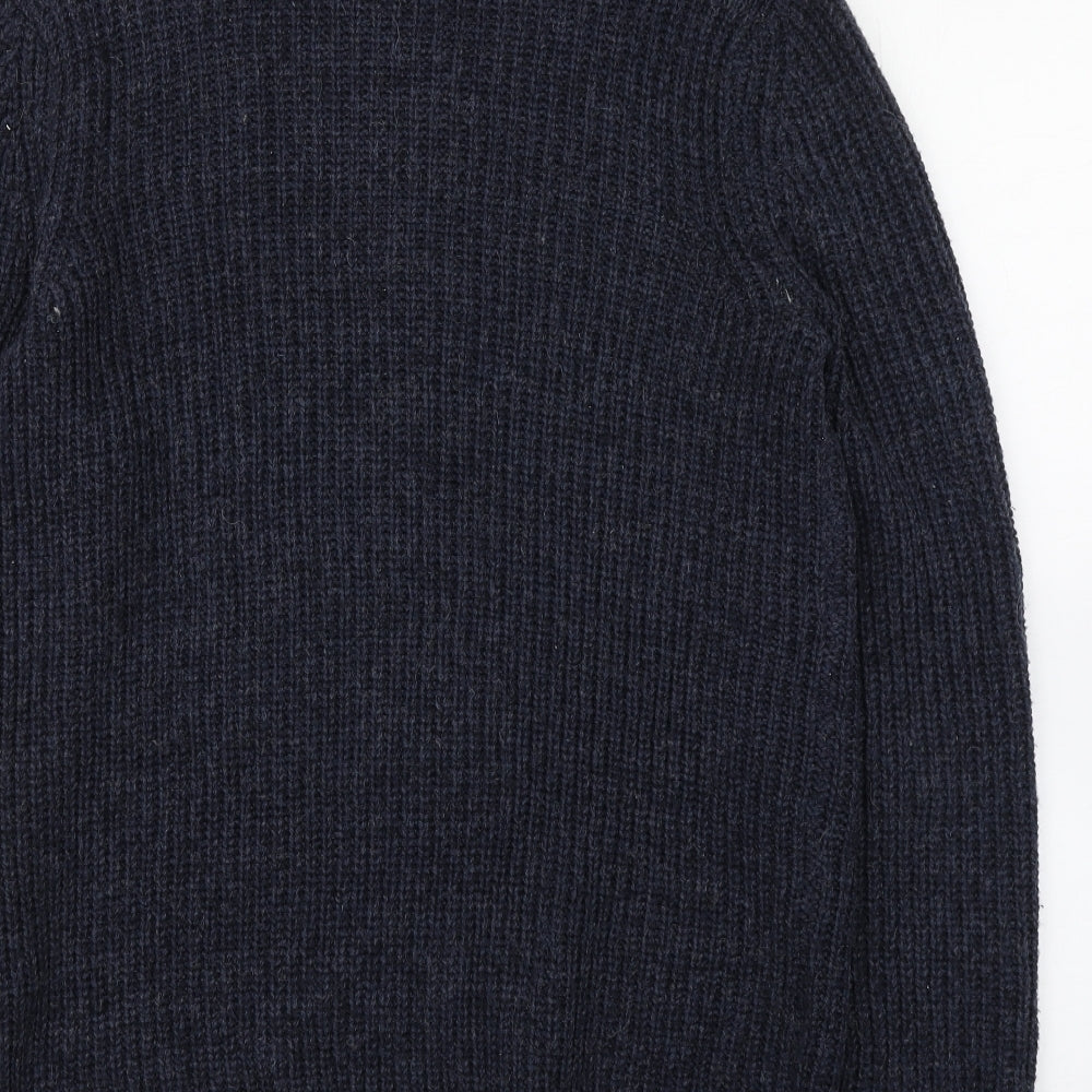 Dunnes Stores Mens Blue High Neck  Acrylic Pullover Jumper Size M