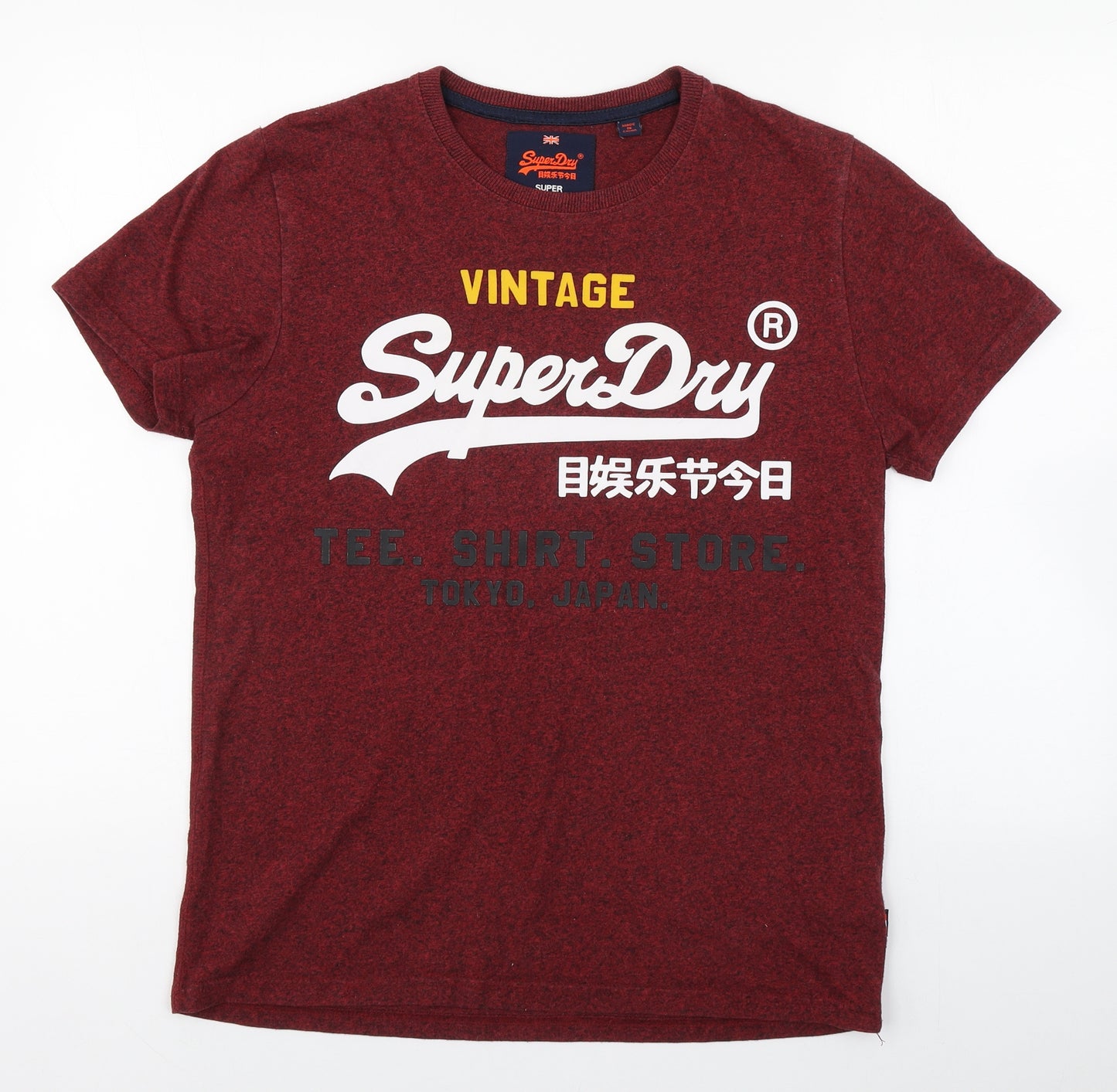 Superdry Mens Red  Cotton  T-Shirt Size L Round Neck