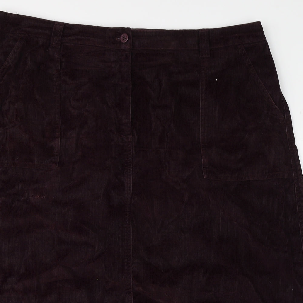 Damart Womens Purple  Cotton A-Line Skirt Size 26   Button