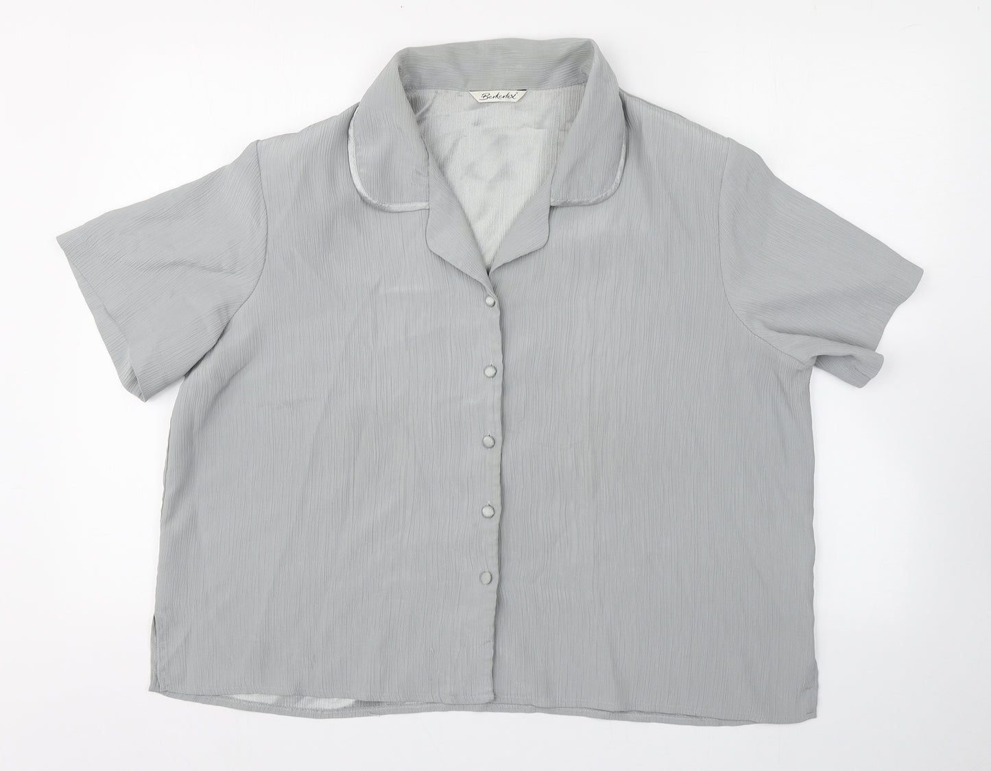 Bertex Womens Silver  Polyester Basic Button-Up Size 24 Collared
