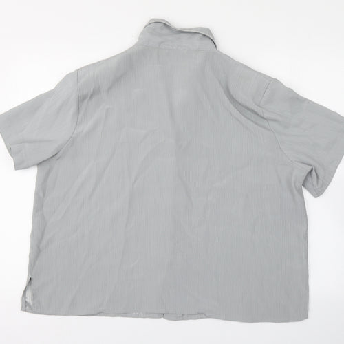 Bertex Womens Silver  Polyester Basic Button-Up Size 24 Collared