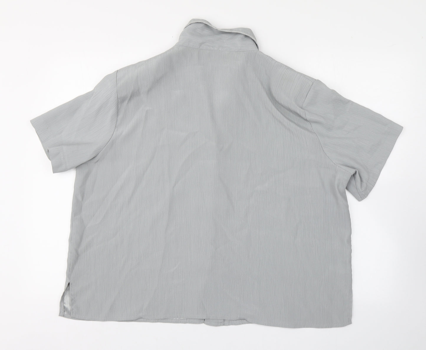 Bertex Womens Silver  Polyester Basic Button-Up Size 24 Collared