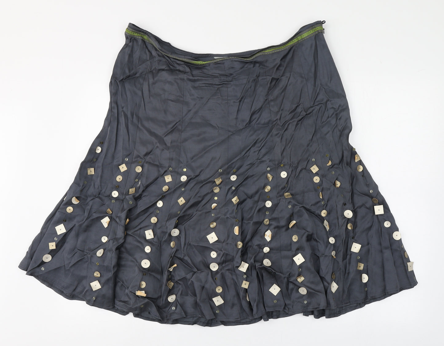 Per Una Womens Grey  Viscose Pleated Skirt Size 20   Zip
