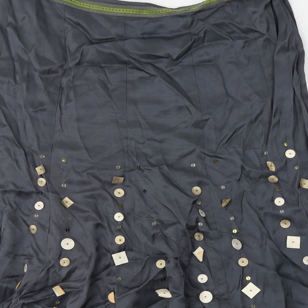 Per Una Womens Grey  Viscose Pleated Skirt Size 20   Zip