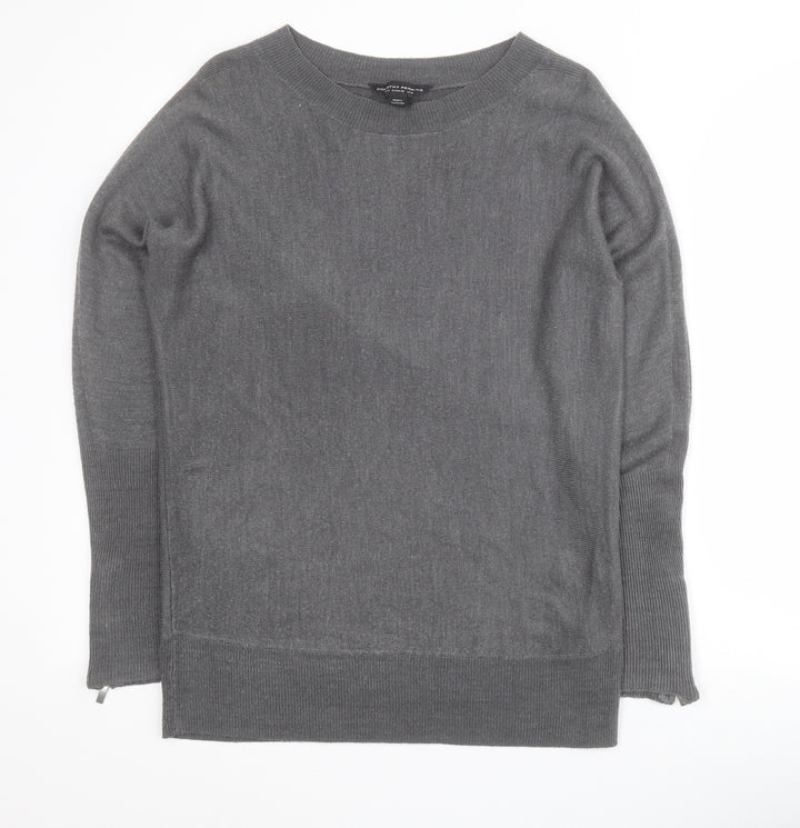 Dorothy Perkins Womens Grey Round Neck  Acrylic Pullover Jumper Size 8   - Zip sleeves