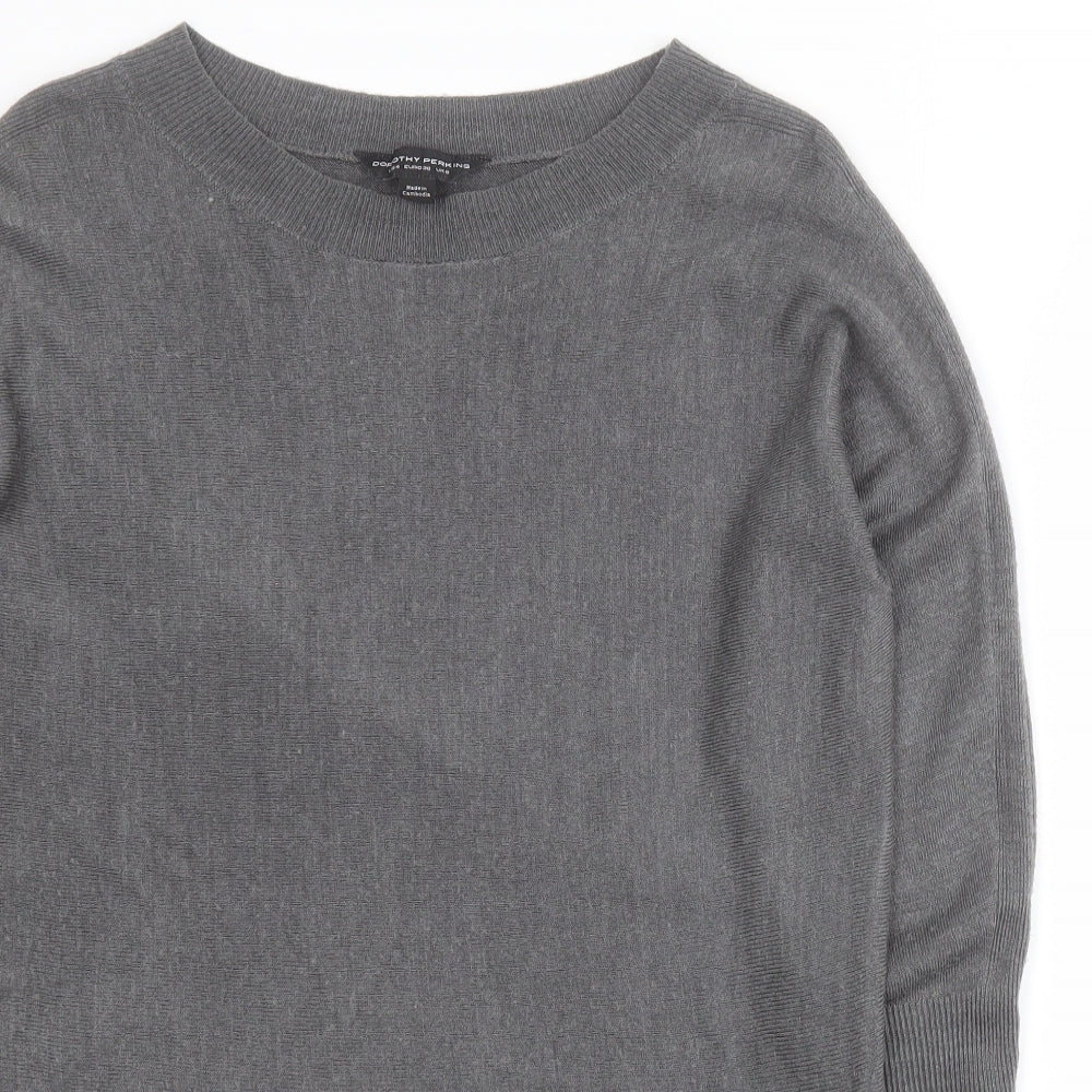 Dorothy Perkins Womens Grey Round Neck  Acrylic Pullover Jumper Size 8   - Zip sleeves