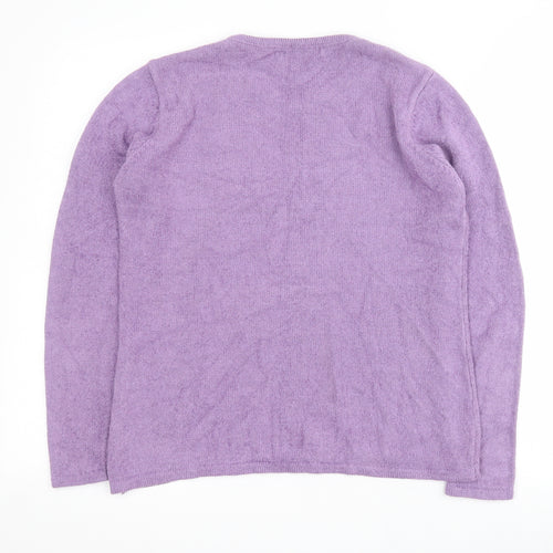 Bonmarche Womens Purple Round Neck  Acrylic Pullover Jumper Size S