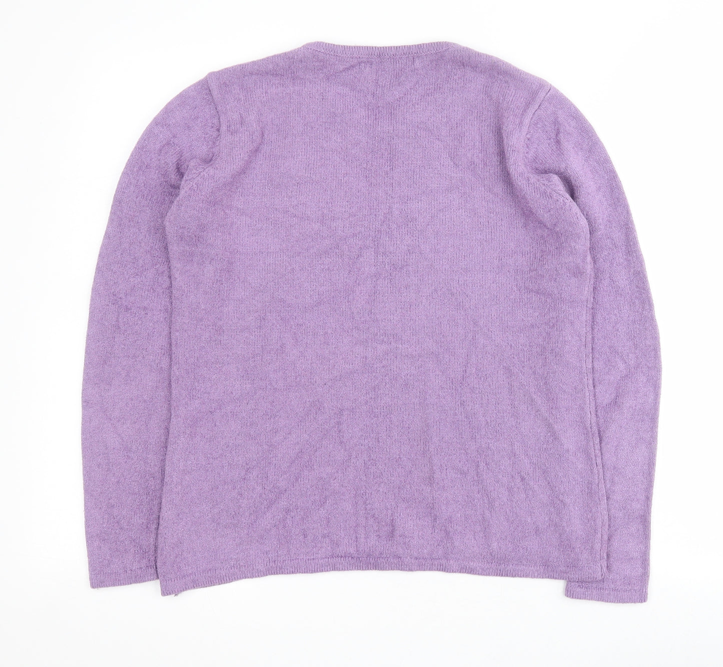 Bonmarche Womens Purple Round Neck  Acrylic Pullover Jumper Size S