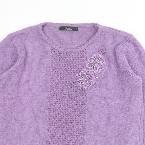 Bonmarche Womens Purple Round Neck  Acrylic Pullover Jumper Size S