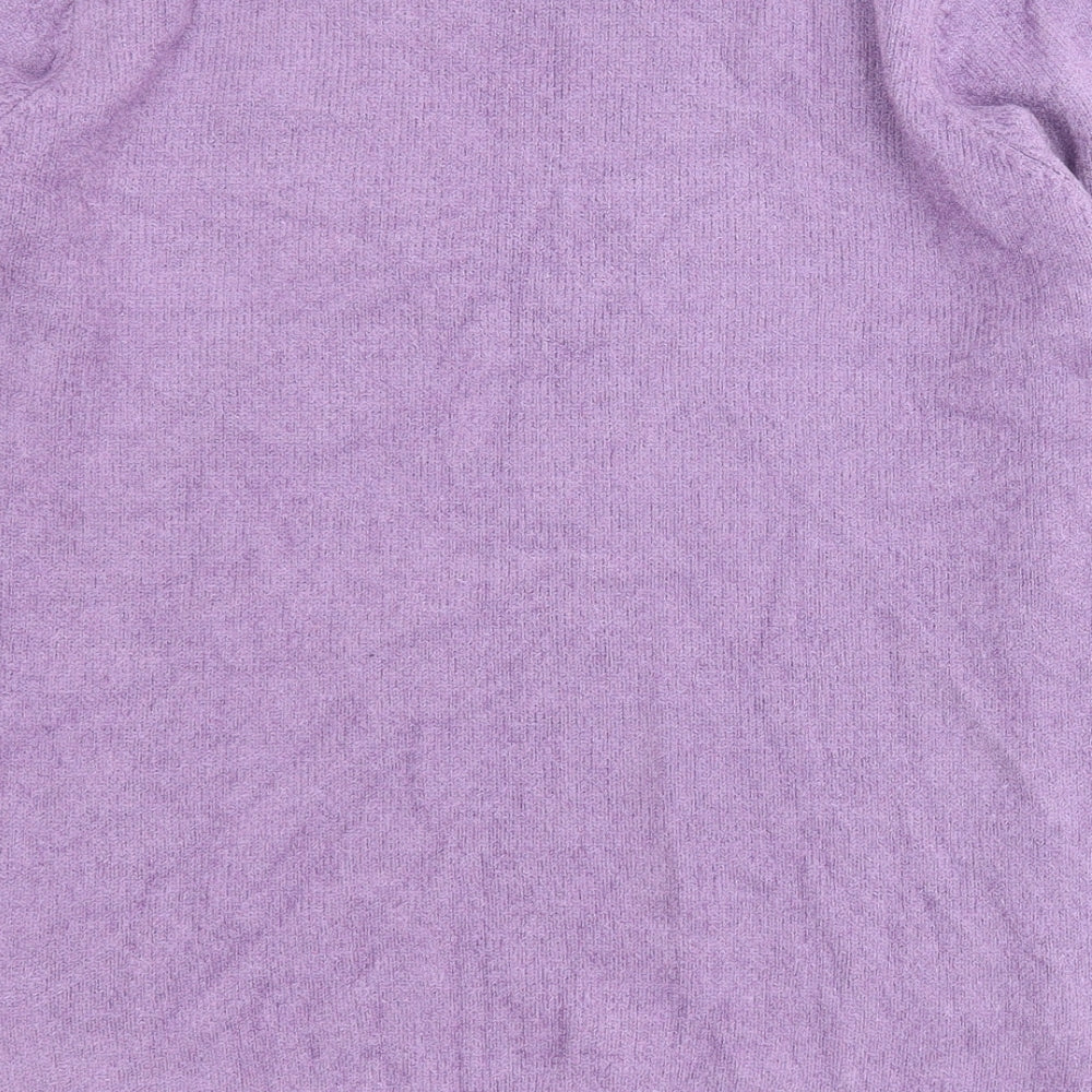 Bonmarche Womens Purple Round Neck  Acrylic Pullover Jumper Size S
