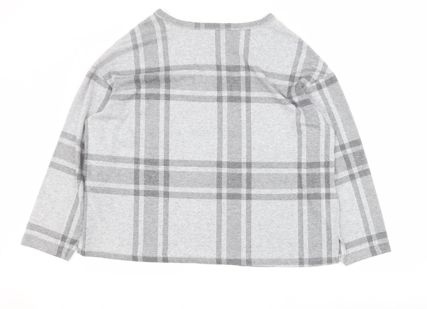 Marks and Spencer Womens Grey Plaid Polyester Pullover Sweatshirt Size 18  Pullover