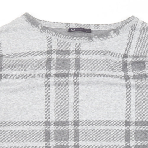 Marks and Spencer Womens Grey Plaid Polyester Pullover Sweatshirt Size 18  Pullover
