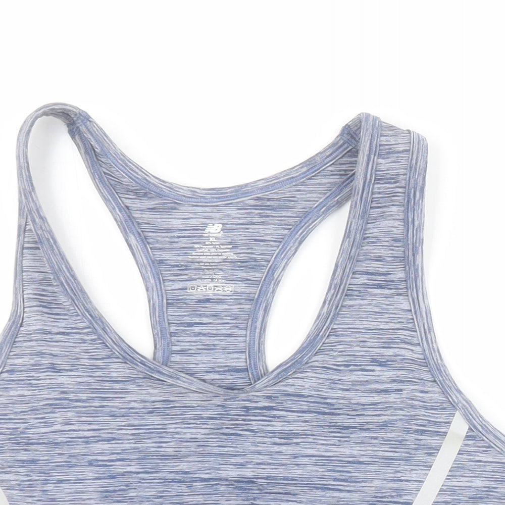 New Balance Womens Blue  Nylon Cropped Tank Size XL Round Neck Pullover
