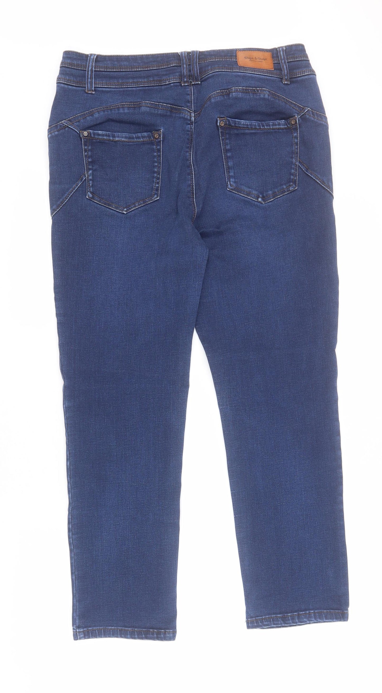 Simply Be Womens Blue  Cotton Straight Jeans Size 16 L26 in Regular Zip