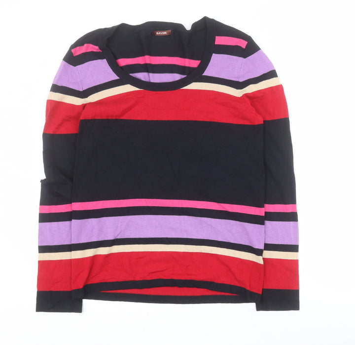 Savoir Womens Multicoloured Round Neck Striped Viscose Pullover Jumper Size 14