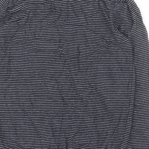 George Womens Blue Round Neck Striped 100% Cotton Pullover Jumper Size M