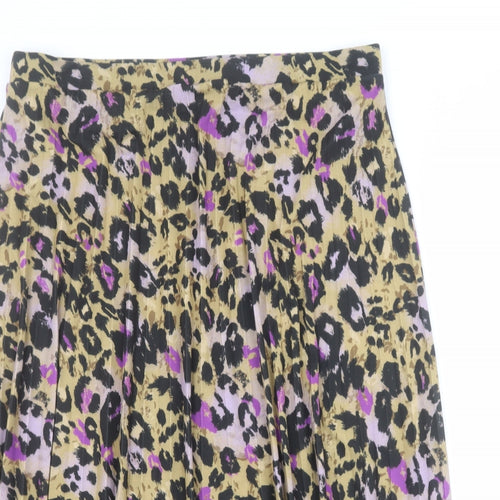 Marks and Spencer Womens Yellow Animal Print Polyester Pleated Skirt Size 18
