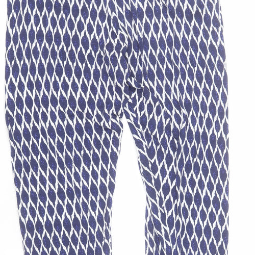 Essentials Womens Blue Geometric Viscose Capri Trousers Size 16 L28 in Regular