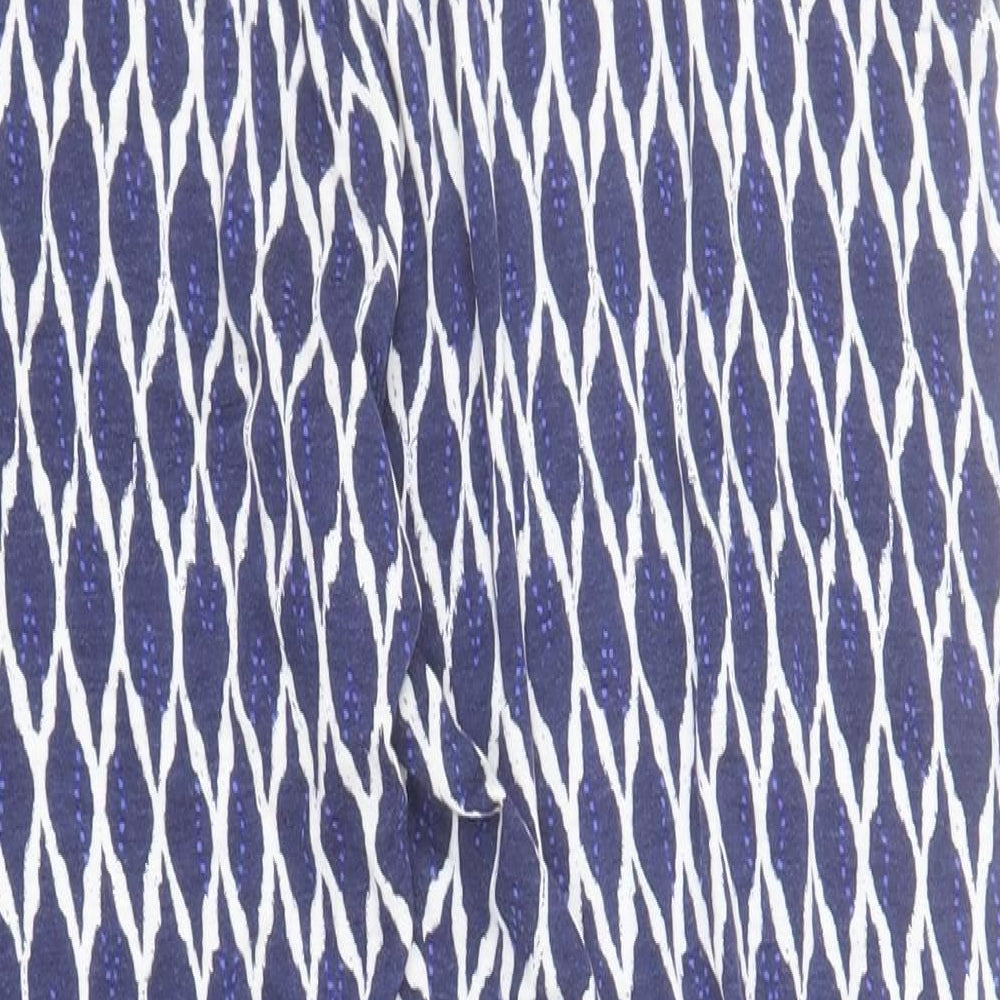 Essentials Womens Blue Geometric Viscose Capri Trousers Size 16 L28 in Regular