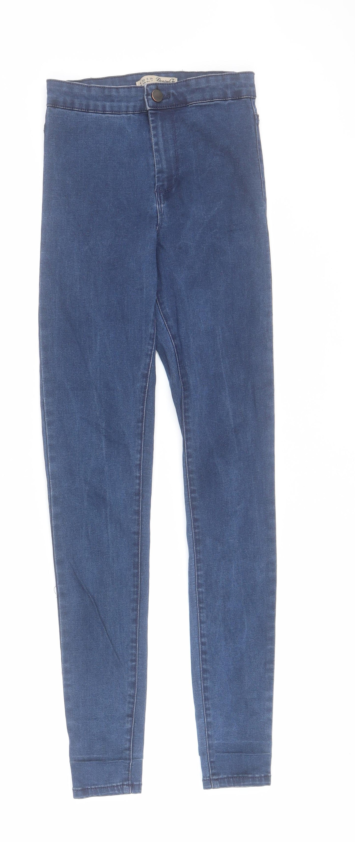 Primark Womens Blue  Cotton Skinny Jeans Size 4 L30 in Regular Zip