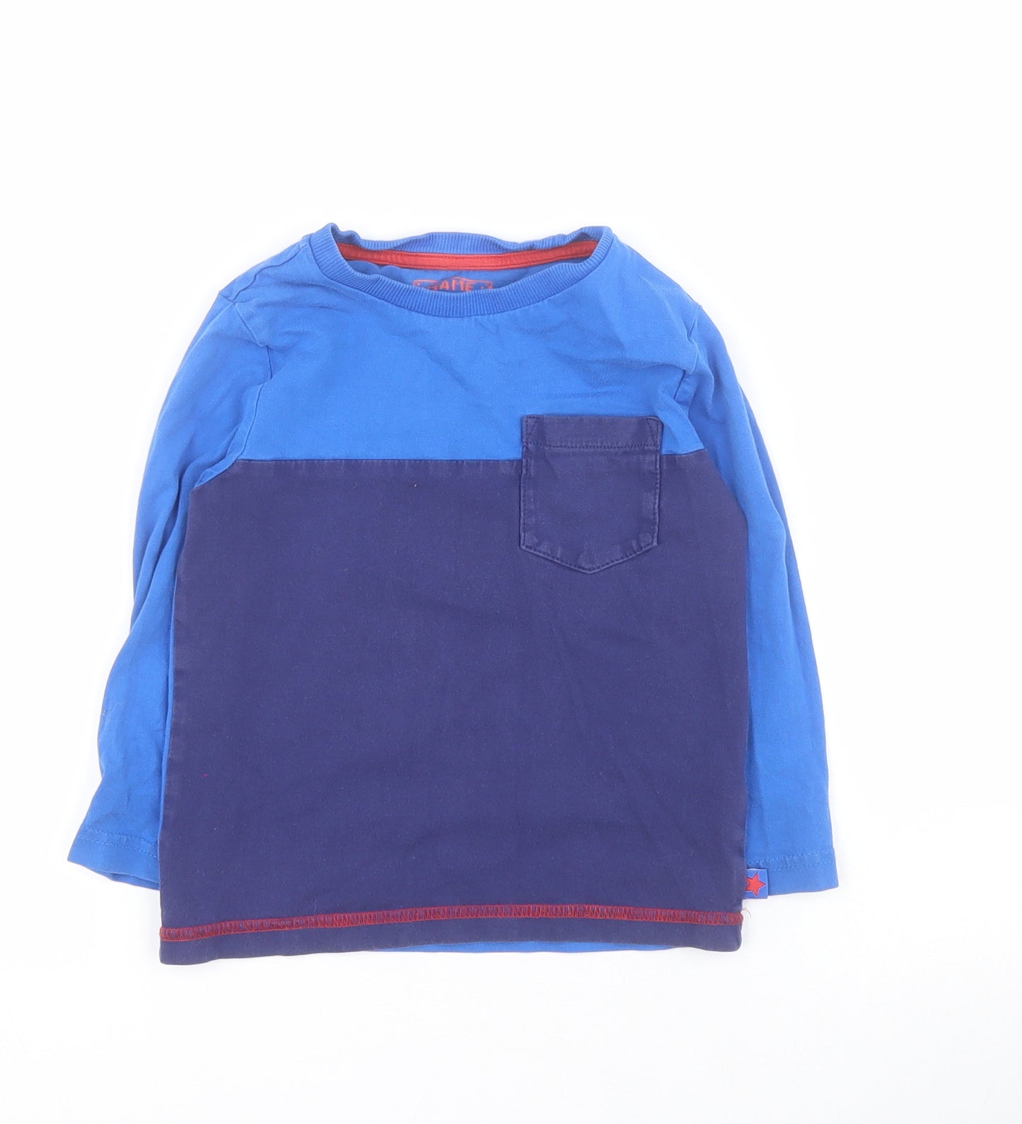 F&F Boys Blue  100% Cotton Pullover T-Shirt Size 2-3 Years Crew Neck Pullover