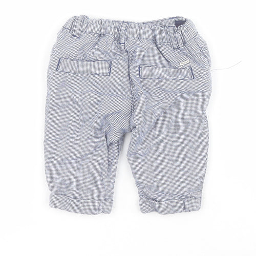 Marks and Spencer Baby Blue Houndstooth 100% Cotton Cropped Trousers Size 0-3 Months  Button