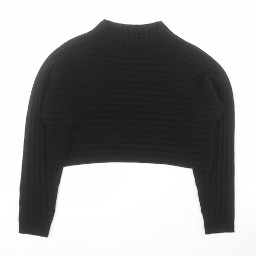 New Look Girls Black Mock Neck  Acrylic Pullover Jumper Size 10-11 Years  Pullover - Cropped