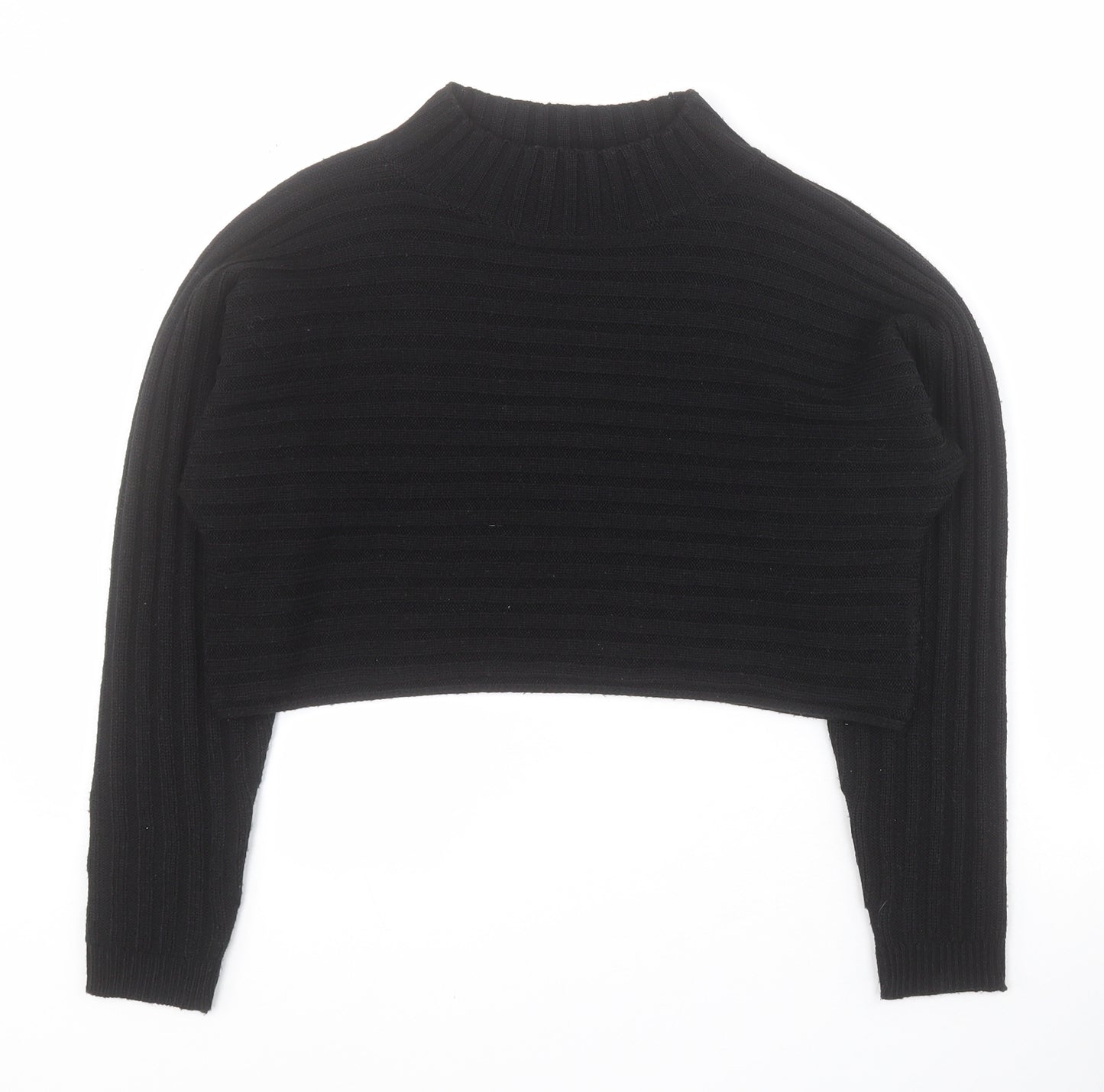 New Look Girls Black Mock Neck  Acrylic Pullover Jumper Size 10-11 Years  Pullover - Cropped