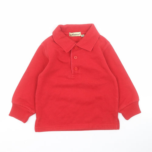 In Extenso Boys Red  Cotton Basic Polo Size 2 Years Collared Button