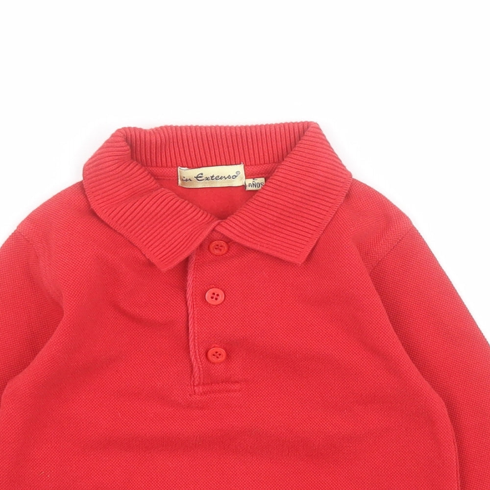 In Extenso Boys Red  Cotton Basic Polo Size 2 Years Collared Button