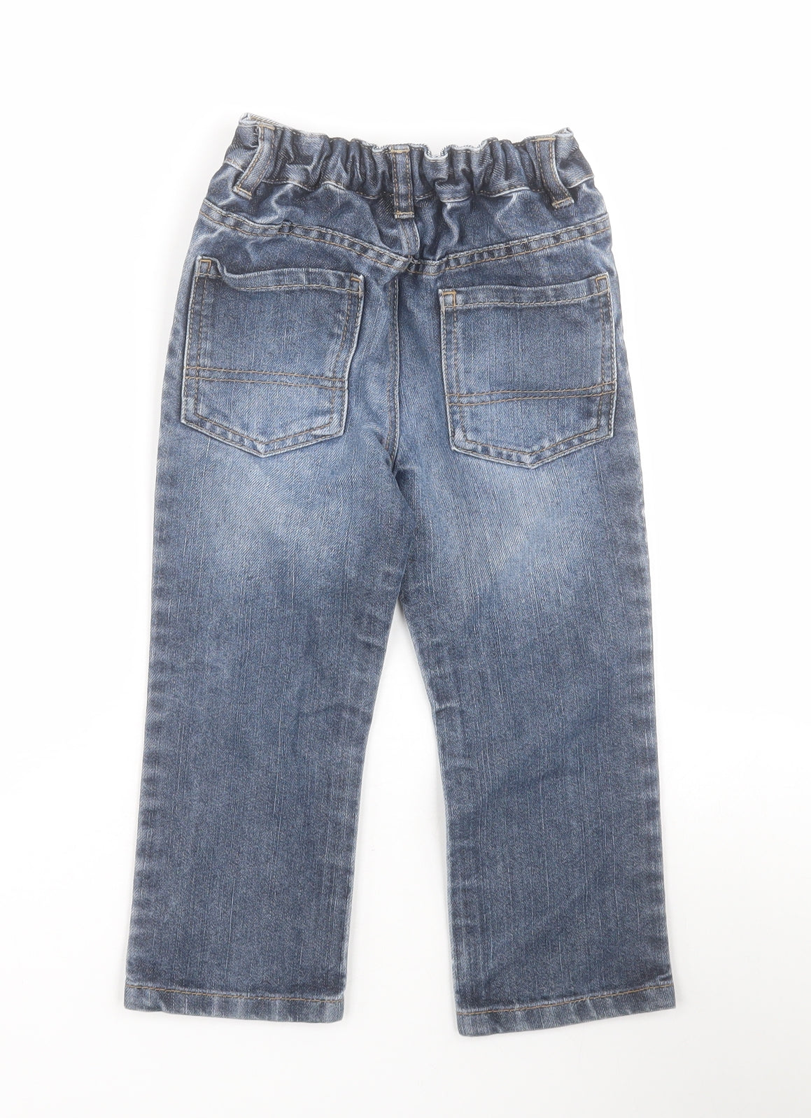George Boys Blue  Cotton Straight Jeans Size 3-4 Years  Regular Zip