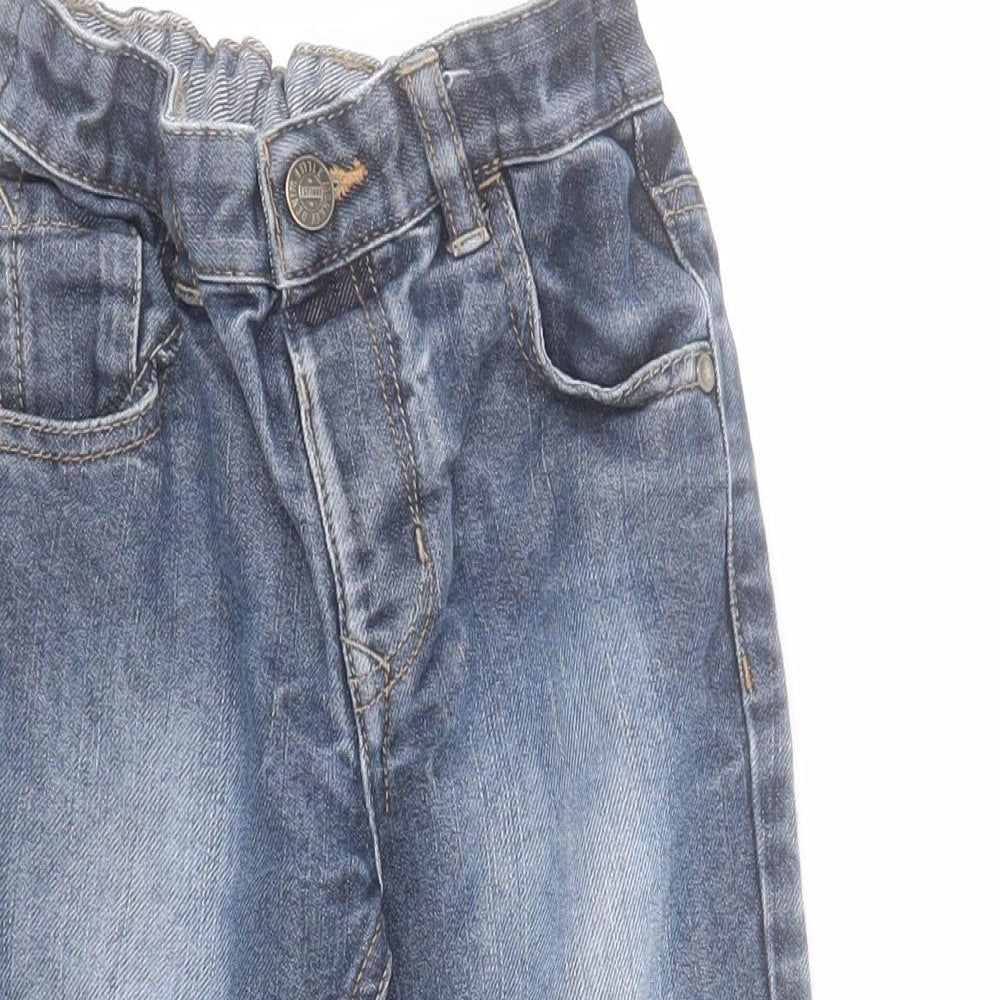 George Boys Blue  Cotton Straight Jeans Size 3-4 Years  Regular Zip