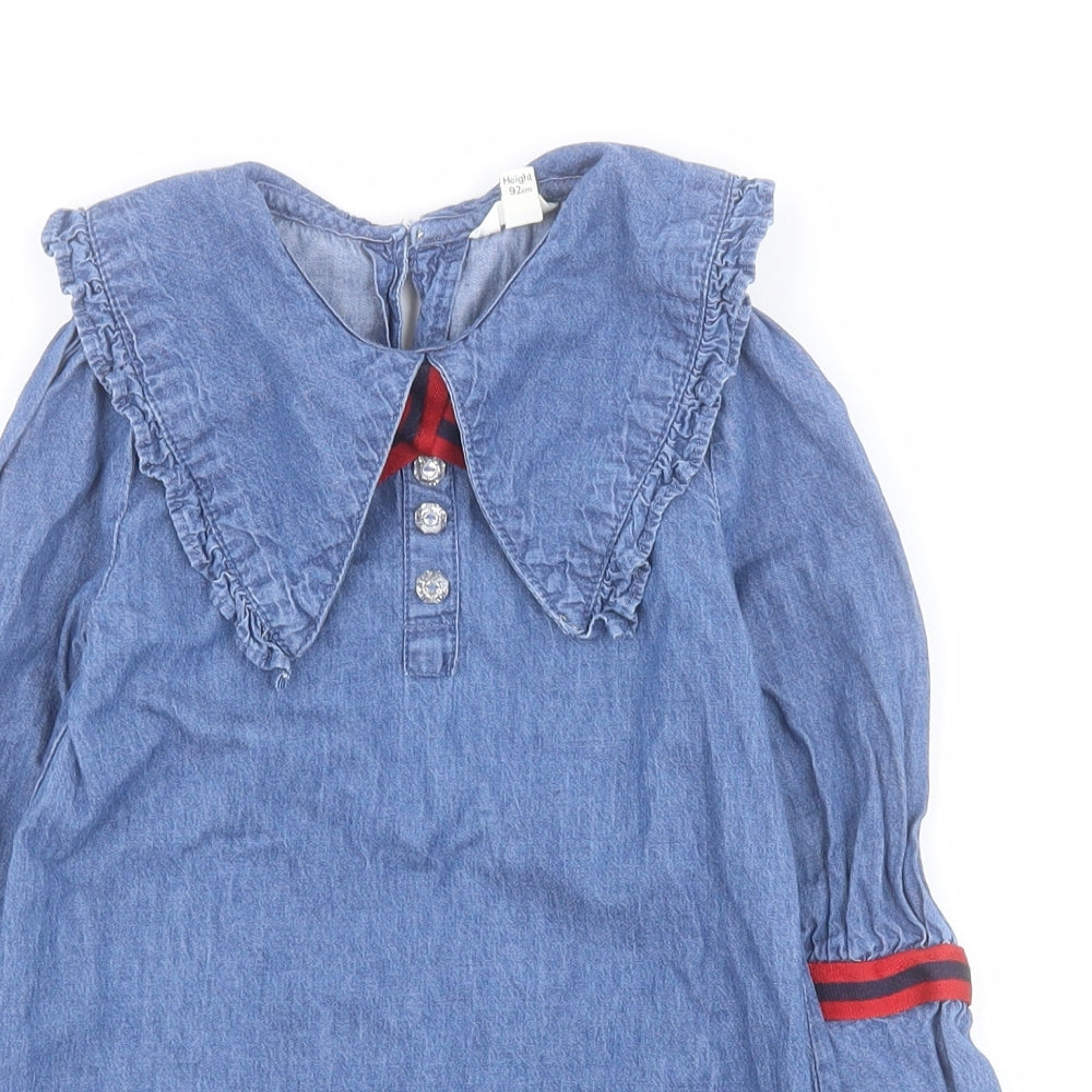 River Island Baby Blue  100% Cotton A-Line  Size 18-24 Months  Collared Button