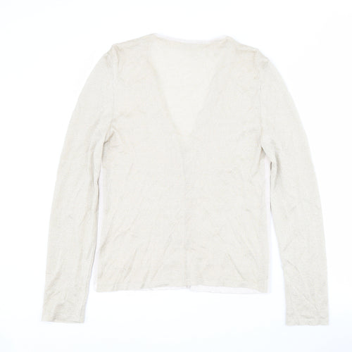 Lil Womens Gold V-Neck  Viscose Cardigan Jumper Size M