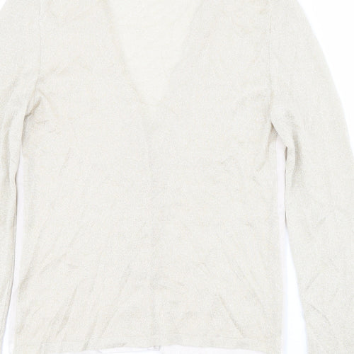 Lil Womens Gold V-Neck  Viscose Cardigan Jumper Size M