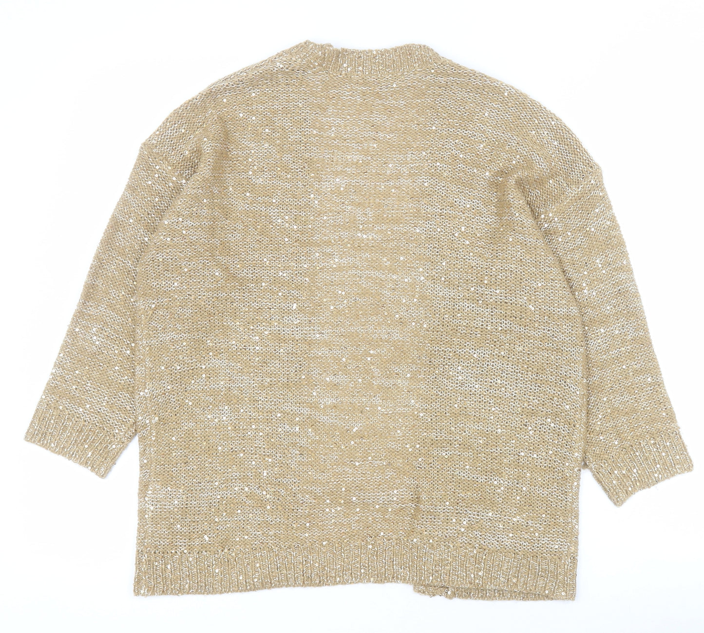 George Womens Gold V-Neck  Acrylic Cardigan Jumper Size 12
